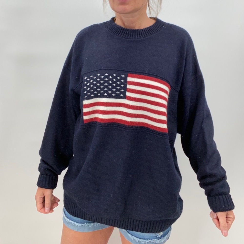 David Taylor Navy American Flag Sweater